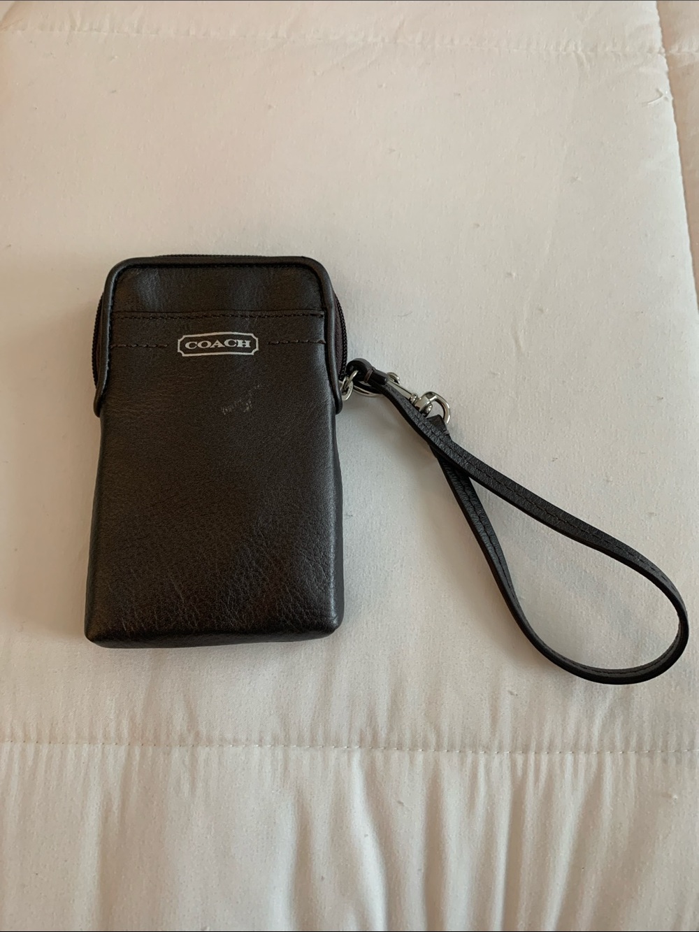 Coach Brown Leather Vintage Phone Wristlet- Fits IPhone 10XR for reference